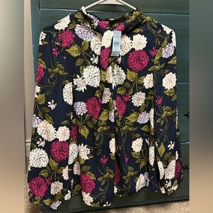 Ann Taylor Navy Floral Blouse